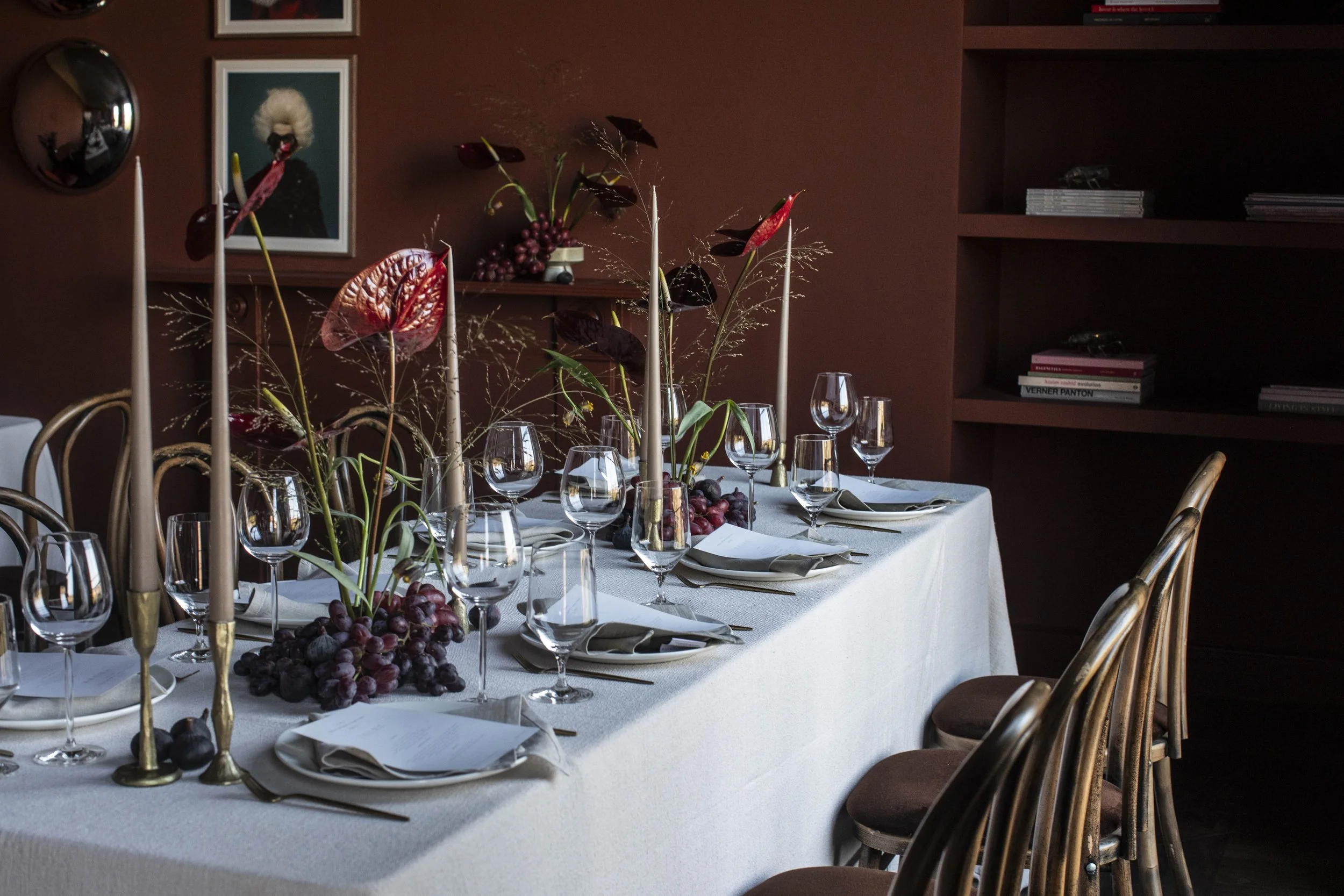 Seasonal garden flowers arranged with natural movement and texture