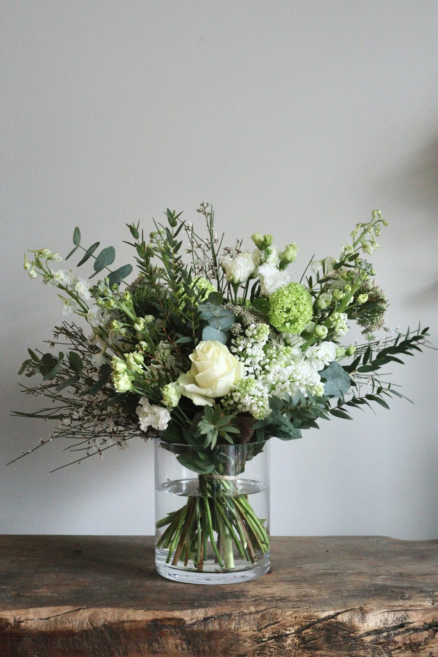 White seasonal bouquet in the studio
